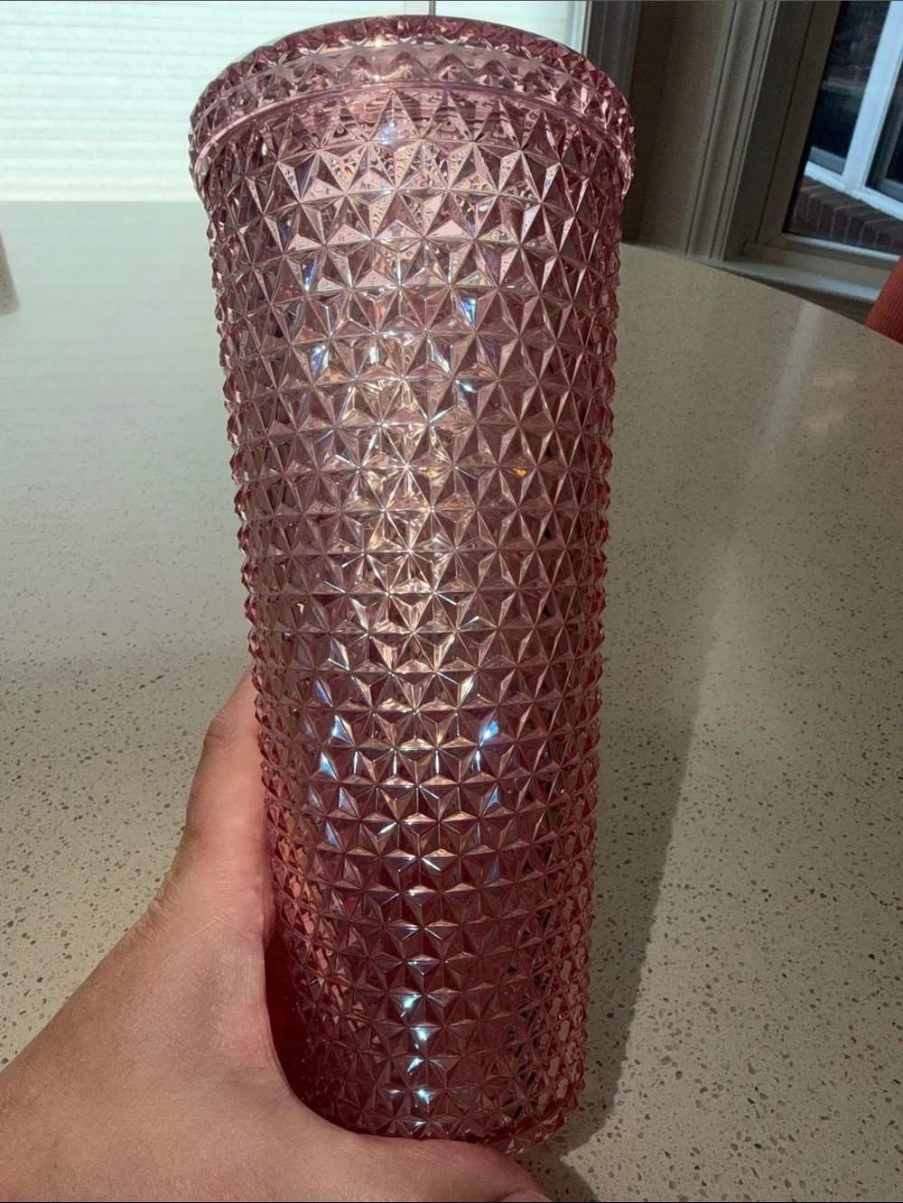 Pink Textured Tumbler with Straw - Home Accents
